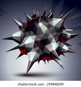 Abstract asymmetric vector monochrome object constructed from different elements, complicated geometric shape.