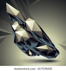 Abstract asymmetric vector monochrome object constructed from different elements, complicated geometric shape.