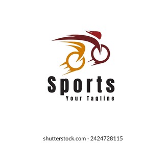 abstract athlete bicycle sports logo icon symbol design template illustration inspiration
