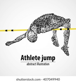 Abstract The athlete jumps in height of the black circles. Vector illustration.