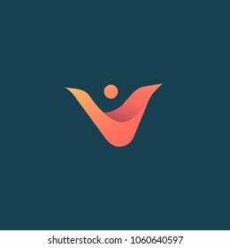 Abstract athlete logo icon vector design. Gym, sports games, fitness, business, trainer vector logo. Graphic Design Editable Design. Active person with leafl logo. Fitness, sport web icon.