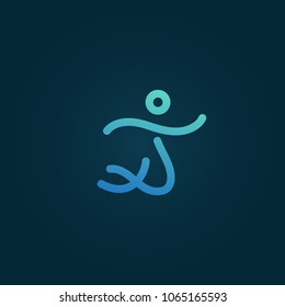 Abstract athlete logo vector design. Gym, sports games, fitness, business, trainer vector logo.  Active person with leafl logo. Fitness, sport web icon.