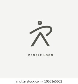 Abstract athlete logo vector design. Gym, sports games, fitness, business, trainer vector logo.  Active person with leafl logo. Fitness, sport web icon.