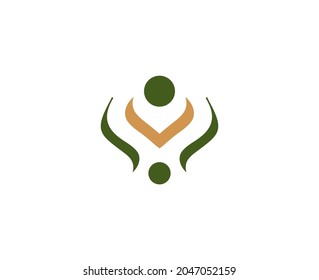 Abstract athlete logo vector design. Gym, sports games, fitness, business, trainer vector logo. Active person with leafl logo. Fitness, sport web icon