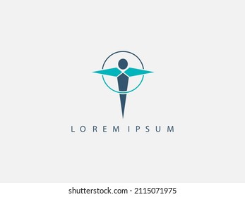 Abstract athlete logo vector design. Gym, sports games, fitness, business, trainer vector logo. Active person with circle logo. Fitness, sport web icon
