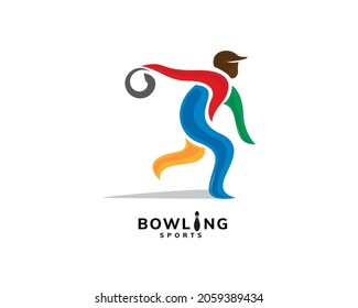 abstract athlete player bowling sports shooting logo template illustration