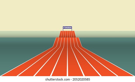 Abstract athletic track forward and upward. Business competition concept.
