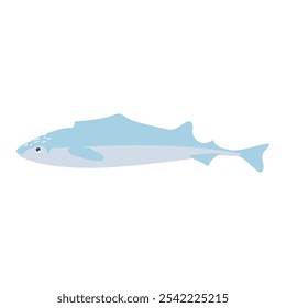 Abstrato do bacalhau atlântico em plano. Setor da pesca e da aquicultura. Ilustração vetorial isolada.