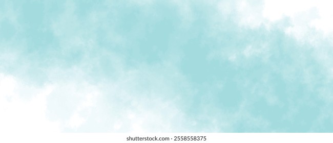 Abstract Atmospheric Background Featuring Soft Misty Clouds and a Gentle Watercolor Texture in Shades of Blue and White
