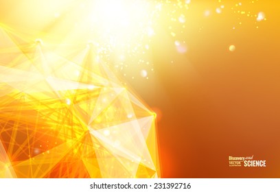 Abstract atom with lines and triangles poligons design. Vector illustration.