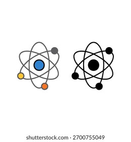 Abstract atom model with orbiting electrons, science and research symbol