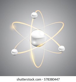 Abstract atom on grey background, vector