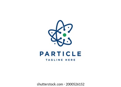 Abstract Atom particle logo design vector illustration. Atom particle suitable for science and technology company logos.