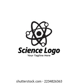 Abstract Atom particle logo design vector illustration. Atom particle suitable for science and technology company logos.