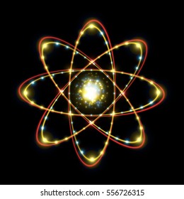 Abstract atom from particles. Vector illustration.