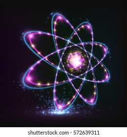 Abstract atom from particles. Vector illustration