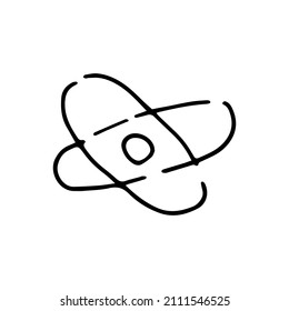 Abstract atom sign in doodle style. Hand drawn illustration.