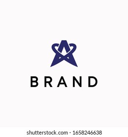 Letra inicial de estilo atómico abstracta una plantilla de logotipo