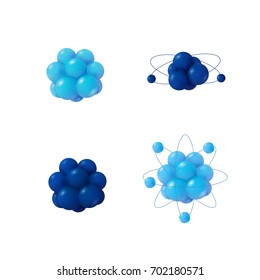 Abstract Atoms structure. 3d vector protons neutrons and electrons. Science concept.