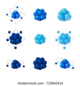 Abstract Atoms structure. 3d vector protons neutrons and electrons. Science concept.