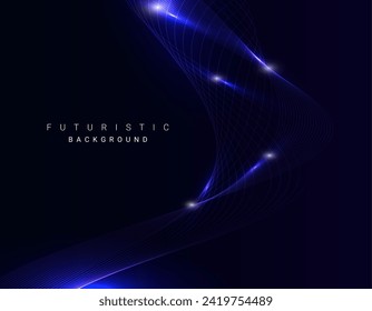 Abstract attractive tech wave dynamic lines background vector