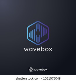 abstract audio signal wave pulse logo for business, apps radio, technology, or data. icon symbol template Vector illustration.