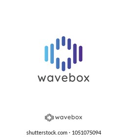 abstract audio signal wave pulse logo for business, apps radio, technology, or data. icon symbol template Vector illustration.