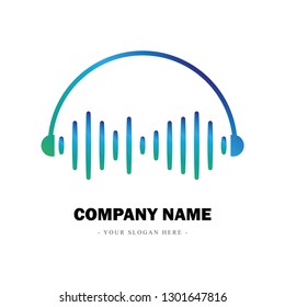 Abstract audio signal wave pulse logo for business, apps radio, technology, or data. Icon symbol template Vector illustration with Company Name and tagline sample text.