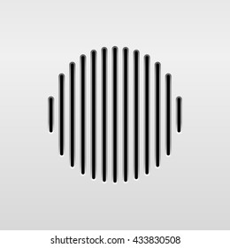 Abstract audio speaker template, dynamic with perforated grill pattern for design concepts, graphic elements, web, prints, apps, applications, user interfaces, UI. Vector illustration.