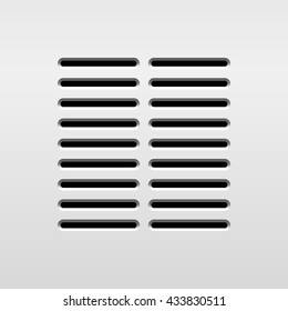 Abstract audio speaker template, dynamic with perforated grill pattern for design concepts, graphic elements, web, prints, apps, applications, user interfaces, UI. Vector illustration.