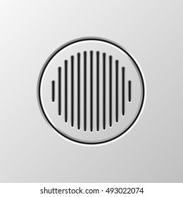 Abstract audio speaker template, dynamic with perforated grill pattern for design concepts, graphic elements, web, prints, apps, applications, user interfaces. Vector illustration.