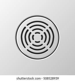 Abstract audio speaker template, dynamic with perforated grill pattern for design concepts, graphic elements, web, prints, apps, applications, user interfaces. Vector illustration.