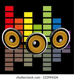 abstract audio symbol with shadow effect on black background