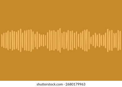 Gráfico de forma de onda de áudio abstrato em amarelo mostarda quente. Um gráfico minimalista de uma forma de onda de áudio, estilizado com listras horizontais, irregulares, bege claro, cor de mostarda contra um amarelo profundo