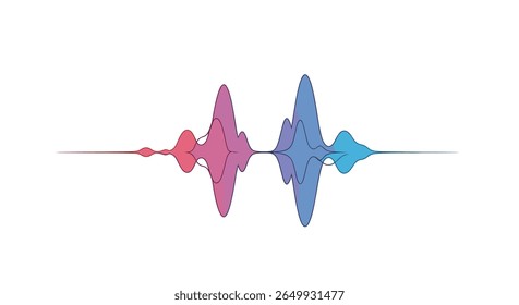 Visualização abstrata da forma de onda de áudio com cores de gradiente representando frequências de som