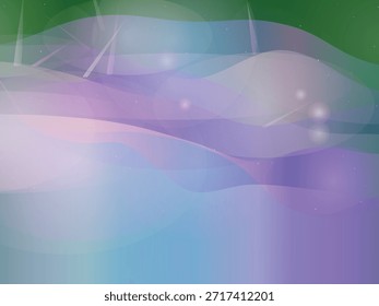 Abstract Aurora background vector illustration featuring flowing, translucent waves of green, purple, and blue gradients. This modern graphic design is ideal for banners, websites, or presentations.