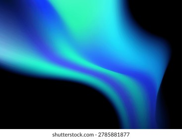Abstract aurora borealis background with vibrant blue liquid glowing wavy gradients. Glowing futuristic wavy vector design