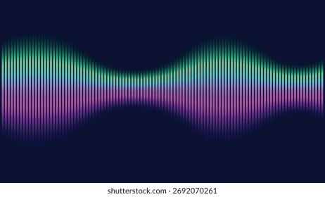 Aurora Borealis Forma de onda equalizador de som no analisador de espectro de fundo azul escuro