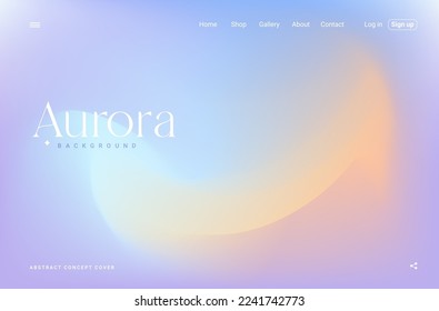 Resumen del fondo holográfico del gradiente aurora gradiente. Malla de color Mínima plantilla de página de aterrizaje moderna. Ilustración vectorial para sitio web, banner, afiche, fondo