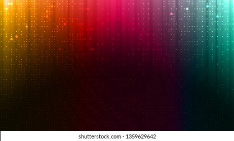 Abstract aurora vector backdrop. Colorful rays of light on black background