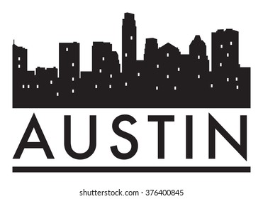 Abstract Austin skyline, with various landmarks, vector illustration