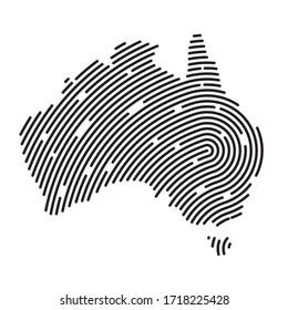 abstract Australia map filled with fingerprint pattern- vector illustration