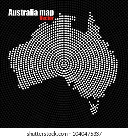 Abstract Australia map of radial dots. Vector illustration, eps 10