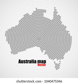 Abstract Australia map of radial dots, halftone concept. Vector illustration, eps 10