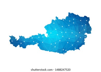 Abstract Austria Map geometric rumpled triangular low poly style gradient graphic on white background , line dots polygonal design for your . Vector illustration eps 10