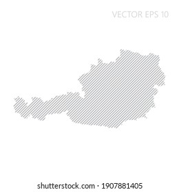 Abstract Austria map with gray diagonal lines. Austria stripes map. Vector illustration EPS10.