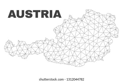 Abstract Austria map isolated on a white background. Triangular mesh model in black color of Austria map. Polygonal geographic scheme designed for political illustrations.