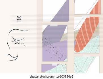 Retrato auténtico abstracto en una plantilla moderna de juego de tarjetas. Dibujo de una línea continua en forma de garras vectoriales dibujados a mano. Composición contemporánea en estilo moderno cubismo. Muérete con la sombra superpuesta.