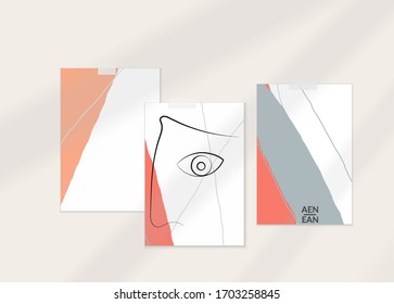 Retrato auténtico abstracto en una plantilla moderna de juego de tarjetas. Dibujo de una línea continua en forma de garras vectoriales dibujados a mano. Composición contemporánea en estilo moderno cubismo. Muérete con la sombra superpuesta.