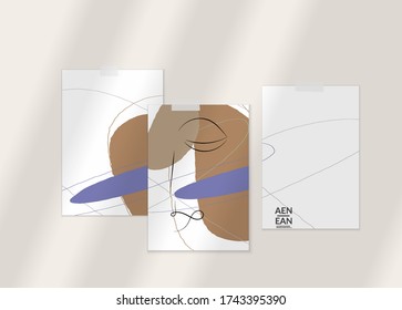 Resumen de retrato auténtico en la plantilla moderna de juego de tarjetas. Obra de arte continua de un doodle dibujado a mano. Composición contemporánea al estilo moderno del arte cubismo. Burlarse de la sombra.